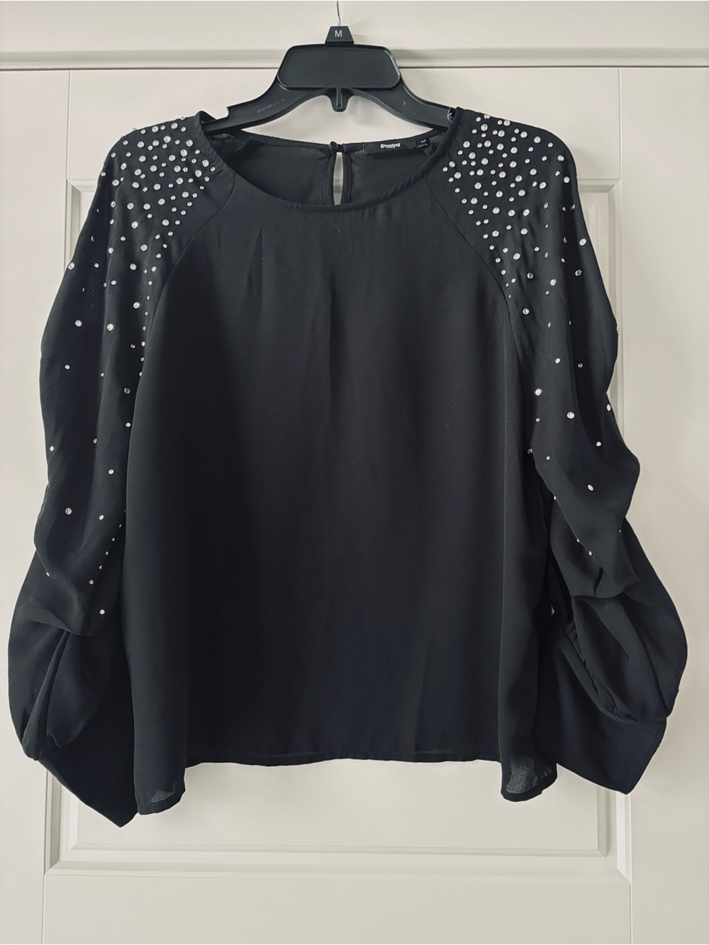 Ciminy Paris Embellished Rhinestone Blouse Size L. - Picture 2 of 9